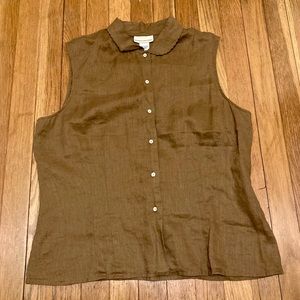 Banana Republic 100% Linen Sleeveless Blouse with Peter Pan Collar